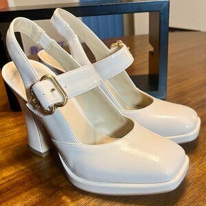 Sam Edelman Jildie Mary Jane Slingback Pumps Heels Shoes Light Beige Size 7M